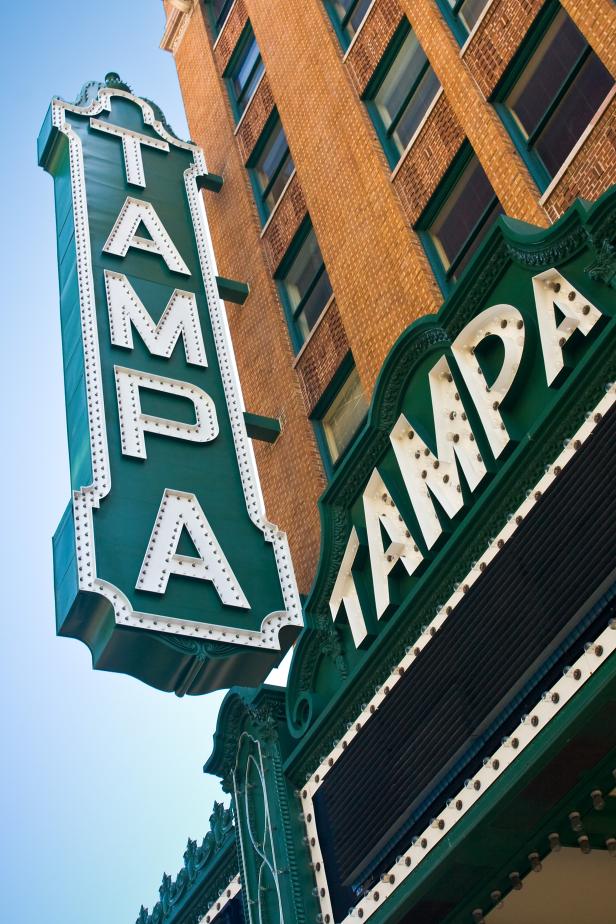 The Tampa Theatre in Tampa, Fla. Exterior of Historic Tampa Theatre