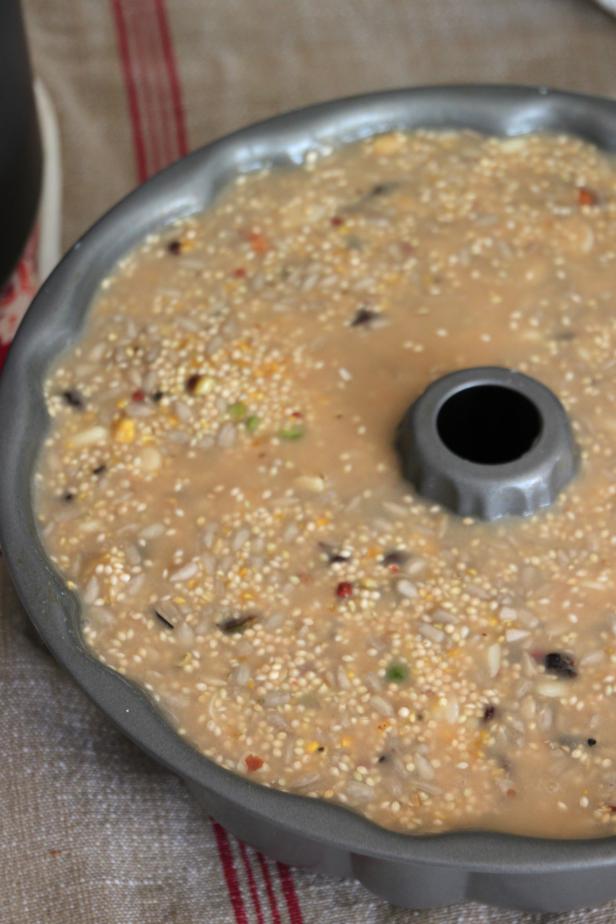 Fill the bundt pan to the top with suet mixture Fill the bundt pan to the top with suet mixture