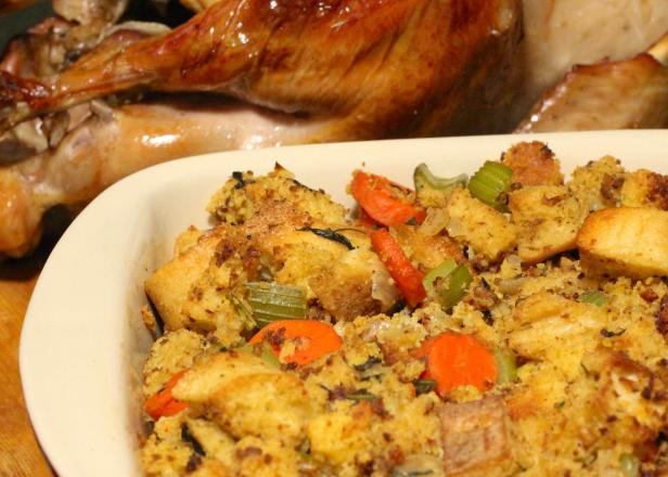 Crispy cornbread and tangy sourdough come together in a classic Thanksgiving dish. Crispy cornbread and tangy sourdough come together in a classic Thanksgiving dish.