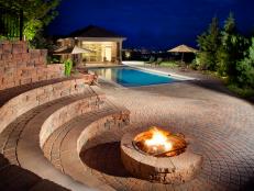 Brick Fire Pit with Tiered Seating