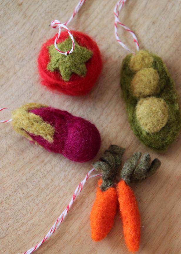 Felted Veggie Ornaments Felted Veggie Ornaments