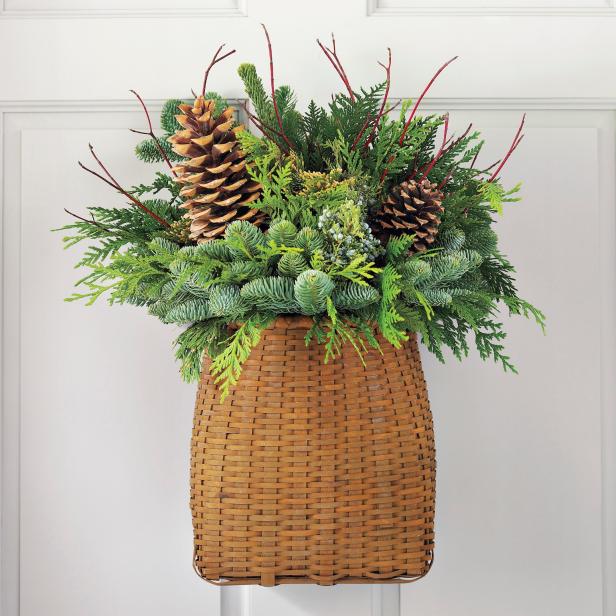 Door Basket with Greenery Door Basket with Greenery