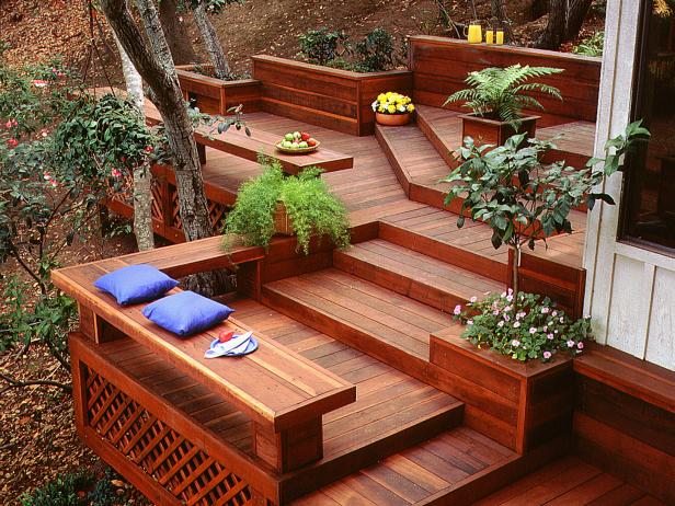 Redwood deck for outdoor lounging Redwood deck for outdoor lounging