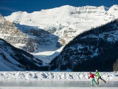 When the glacier-fed waters of <a target="_blank" href="http://www.banfflakelouise.com/Things-To-Do/Winter-Adventures/Ice-Skating">Banff National Park </a>freeze, its Lake Louise becomes one of the most scenic places in the world for skating.&nbsp;