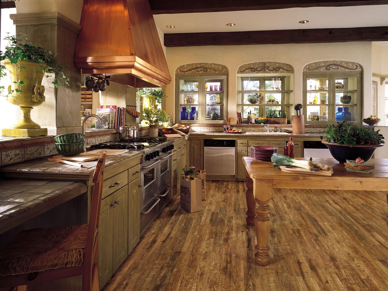 flooring laminate kitchen oak wood reclaimed hgtv floors floor hardwood designs snap kitchens types materials trends inspiring choose tiles pergo