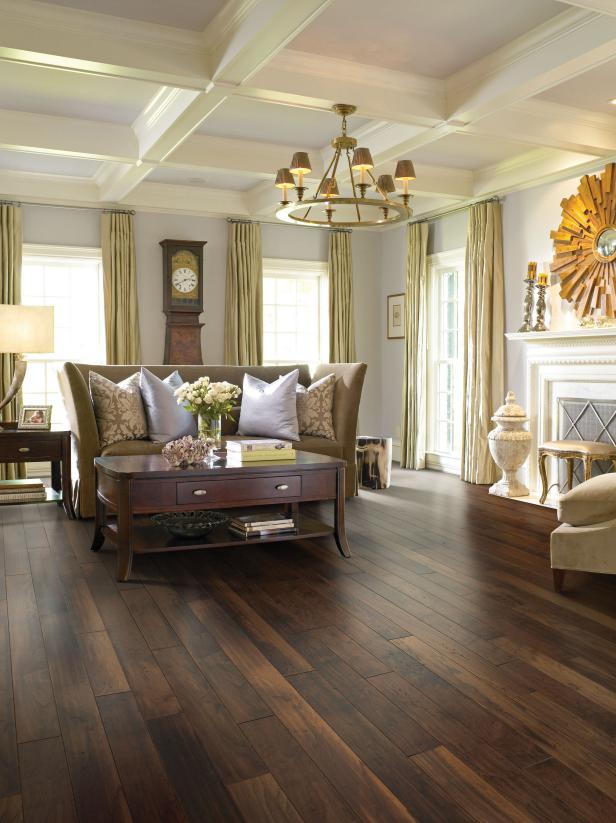 Minimalist Living Room With Dark Wood Floors for Small Space