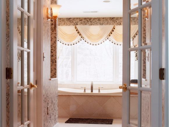 French Doors Open into Formal Bathroom Suite French Doors Open into Formal Bathroom Suite