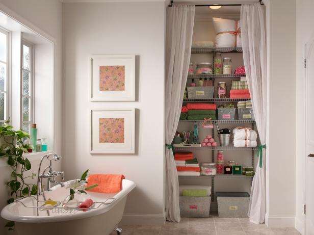 Pink and Green Bath Closet Pink and Green Bath Closet