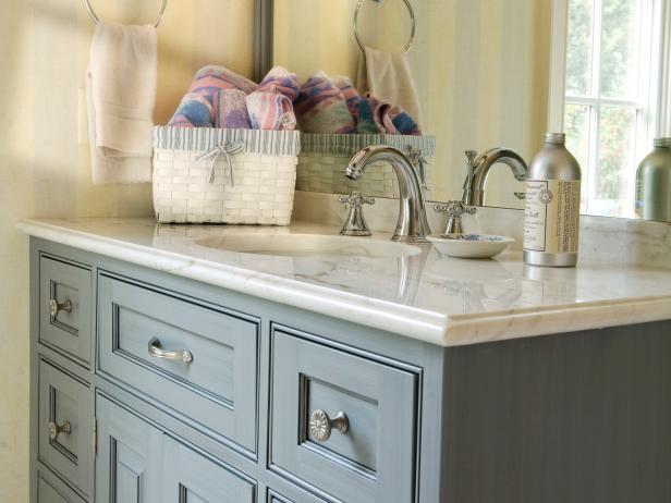 Blue Cottage Vanity and Basket Blue Cottage Vanity and Basket