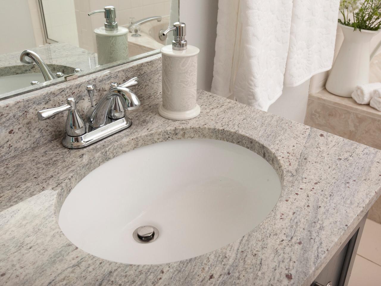 bathroom sinks on granite countertop