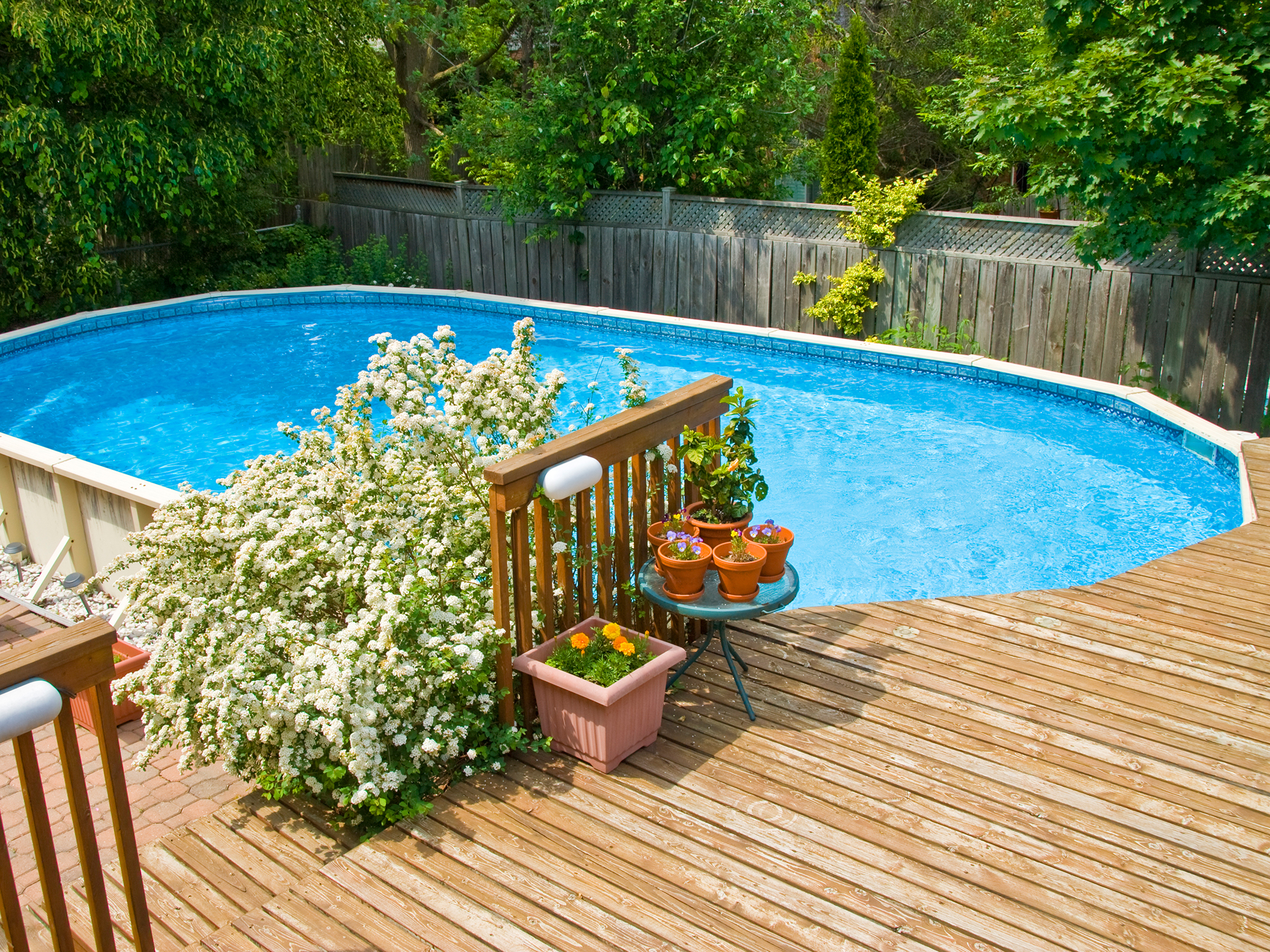 above ground pool deck on a budget