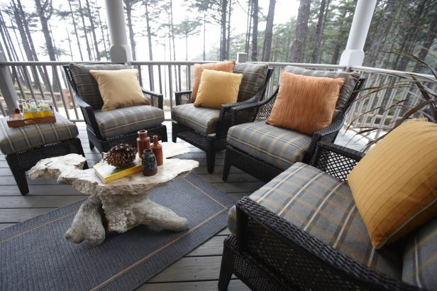 Cozy Outdoor Seating Area on Covered Porch Cozy Outdoor Seating Area on Covered Porch