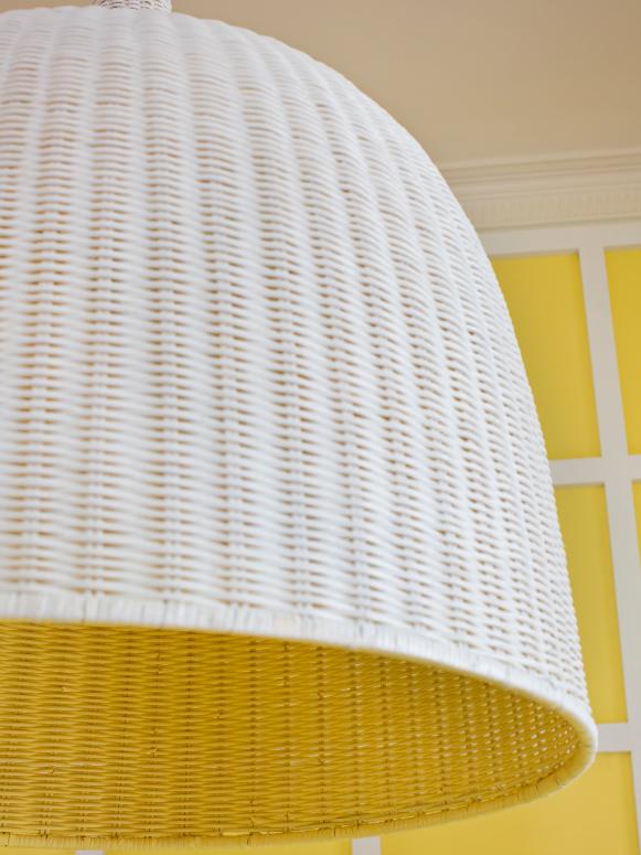 Woven Wicker Pendant featured in a Yellow Dining Room Woven Wicker Pendant featured in a Yellow Dining Room