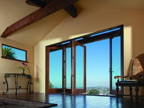 Traditional Living Space with Folding Outswing Door Traditional Living Space with Folding Outswing Door