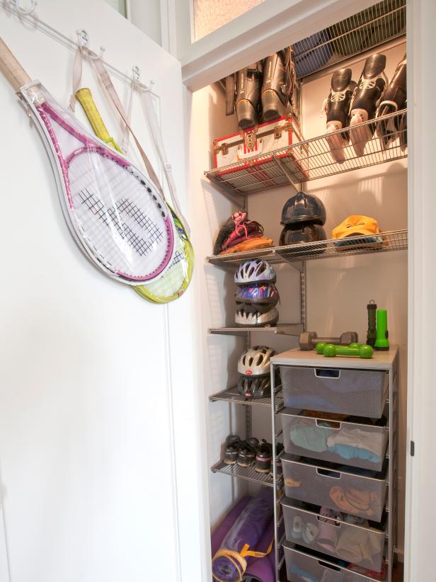 Organized Sports Equipment Closet Organized Sports Equipment Closet