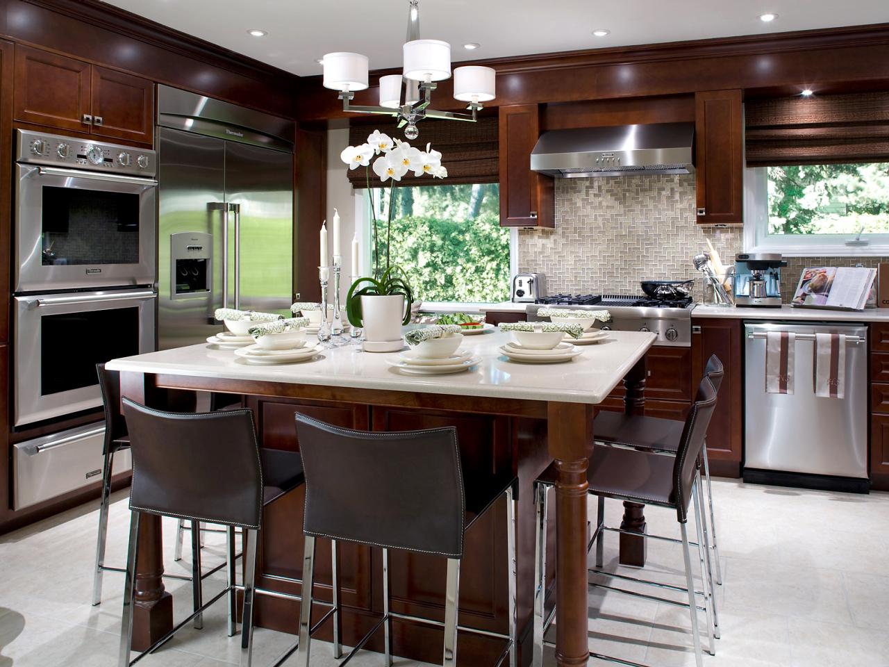 kitchen island and dining table