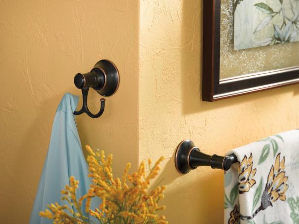 Antique bath hook and towel bar.