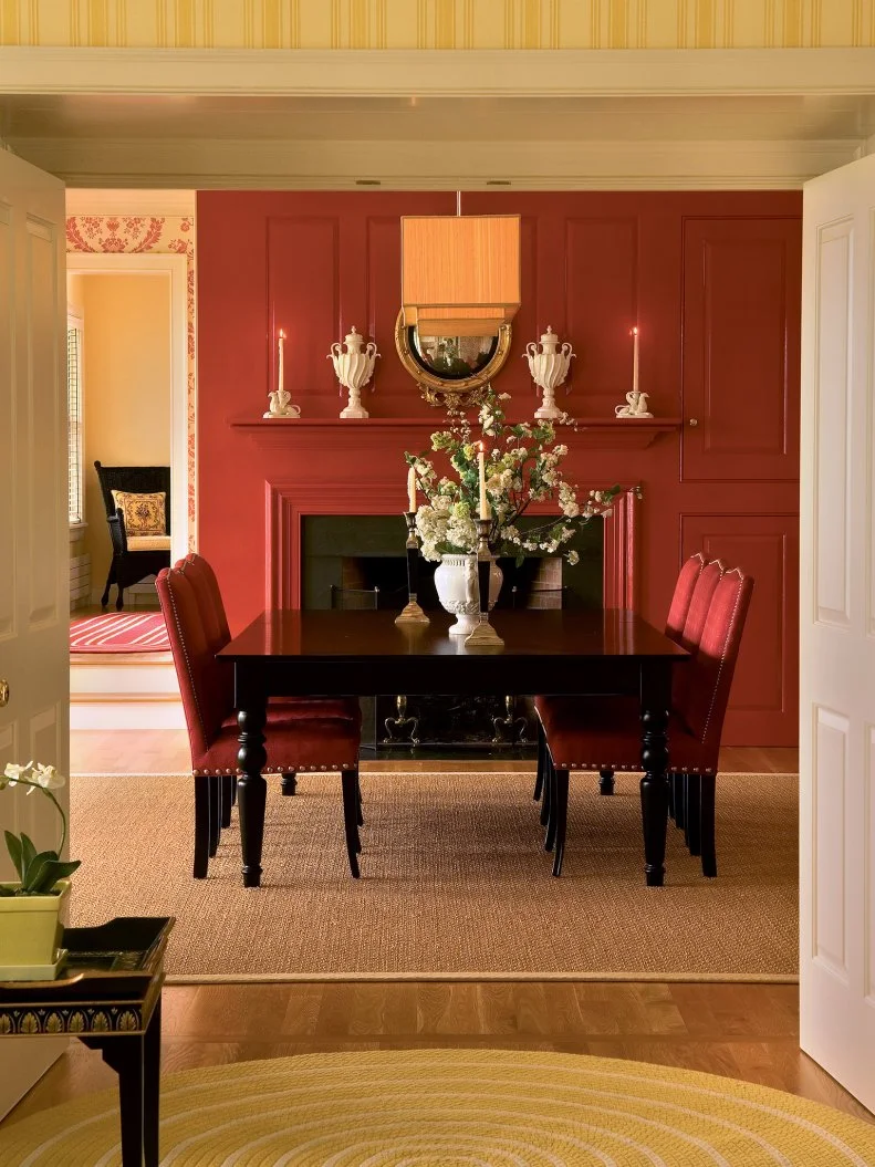 Red Traditional Dining Room 