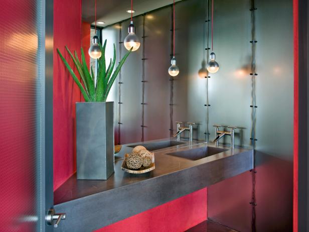Red Contemporary Bathroom Red Contemporary Bathroom