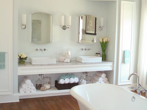 White Master Bathroom with Freestanding Bathtub White Master Bathroom with Freestanding Bathtub