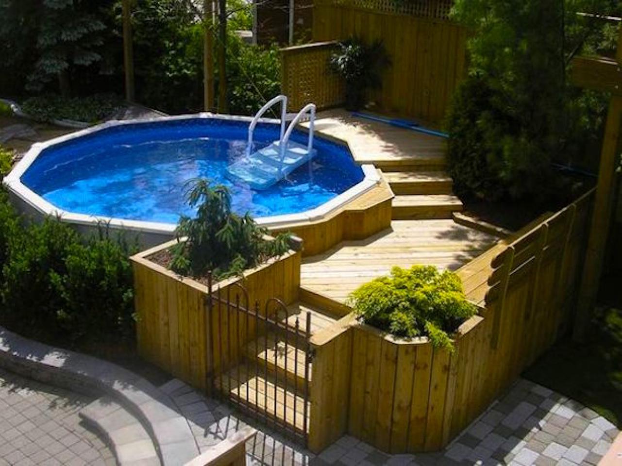 backyard above ground swimming pool