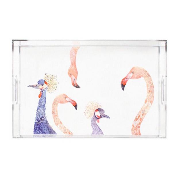 Painted Plumes + Flamingo Tray Painted Plumes + Flamingo Tray