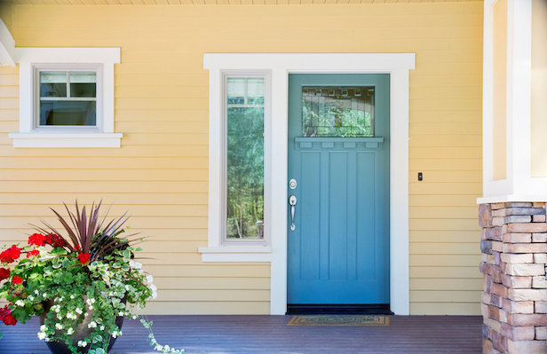 Home Exterior With Blue Front Door