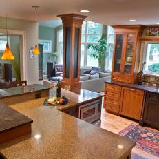 Open Plan Traditional Kitchen With Rug