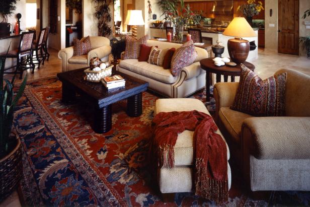 Area Rug and Accessories With Red