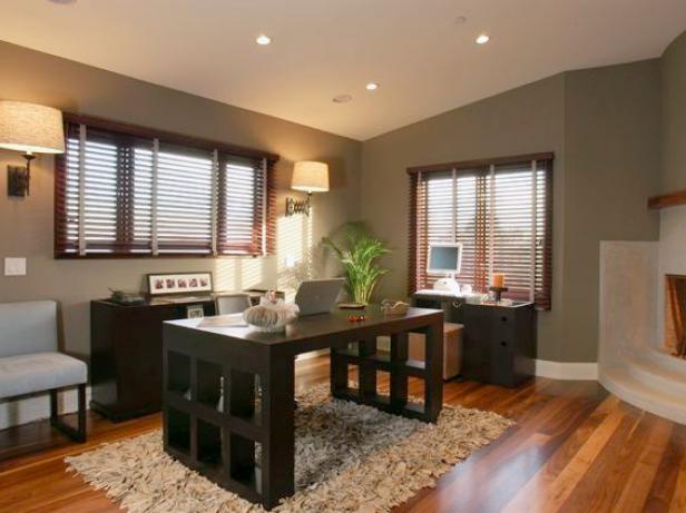 Contemporary Home Office With Fireplace Contemporary Home Office With Fireplace