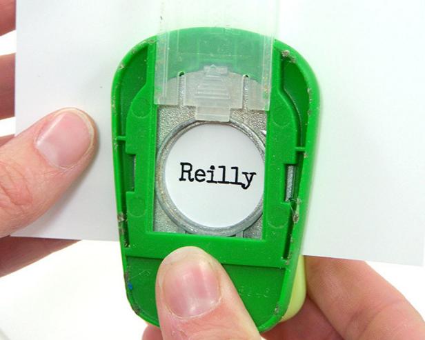 Personalized Bottle Cap Necklace Cutting Out Name on Photo Paper With Circle Cutter