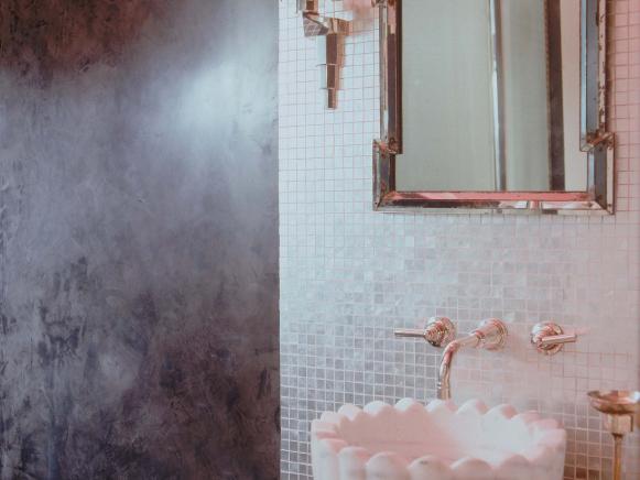 Powder Room With Black Wall