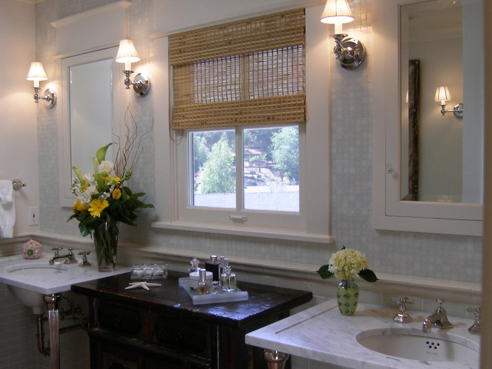 Neutral Bathroom With Muted Lighting 