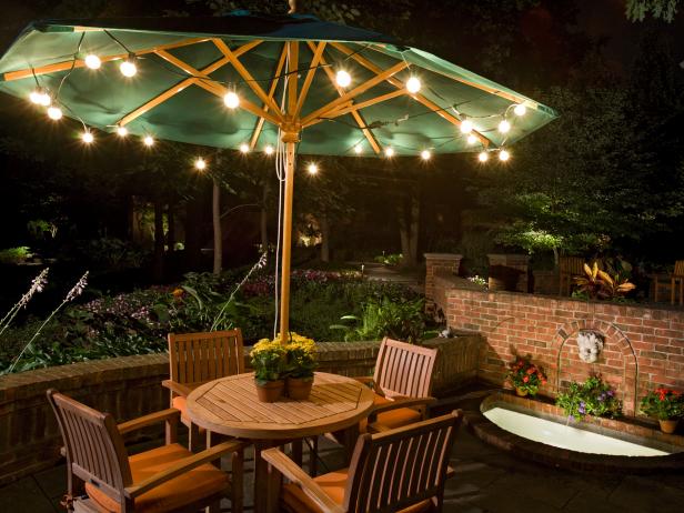 Patio Umbrella With Party Lights