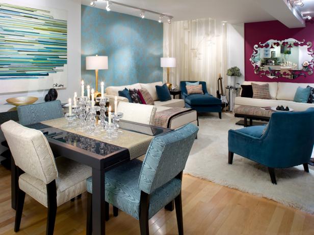 Contemporary Open Plan Dining Room With Accent Walls Contemporary Open Plan Dining Room With Accent Walls