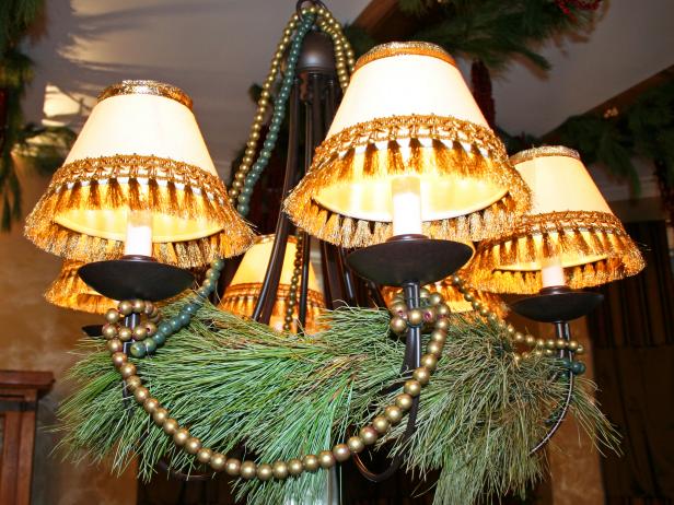 Dining Room Chandelier Decked In Holiday Garland Dining Room Chandelier Decked In Holiday Garland