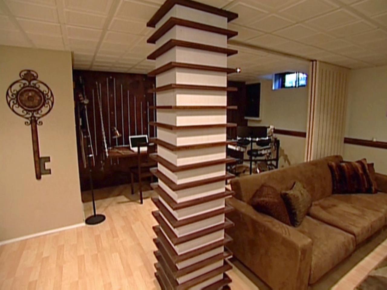 Wood Column Wrapped With Shelves | HGTV