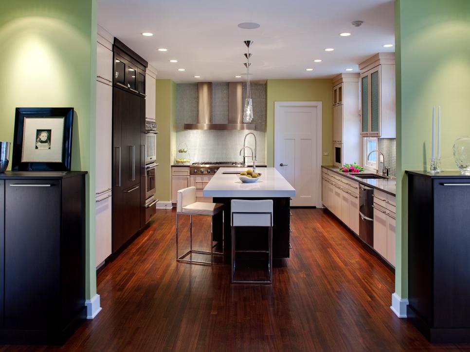 Kitchen Island Features Tall Chairs, Sink