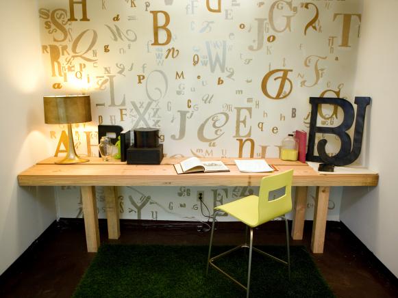 Contemporary Home Office With Wood Desk