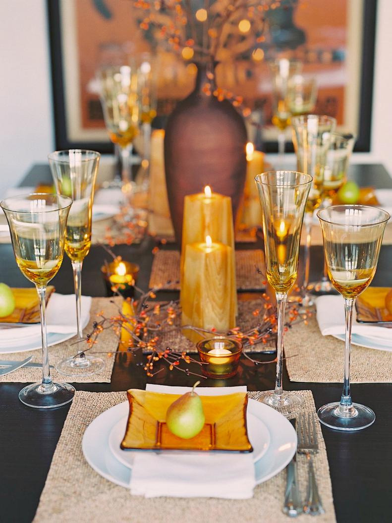 Fall Table Setting With Pears 