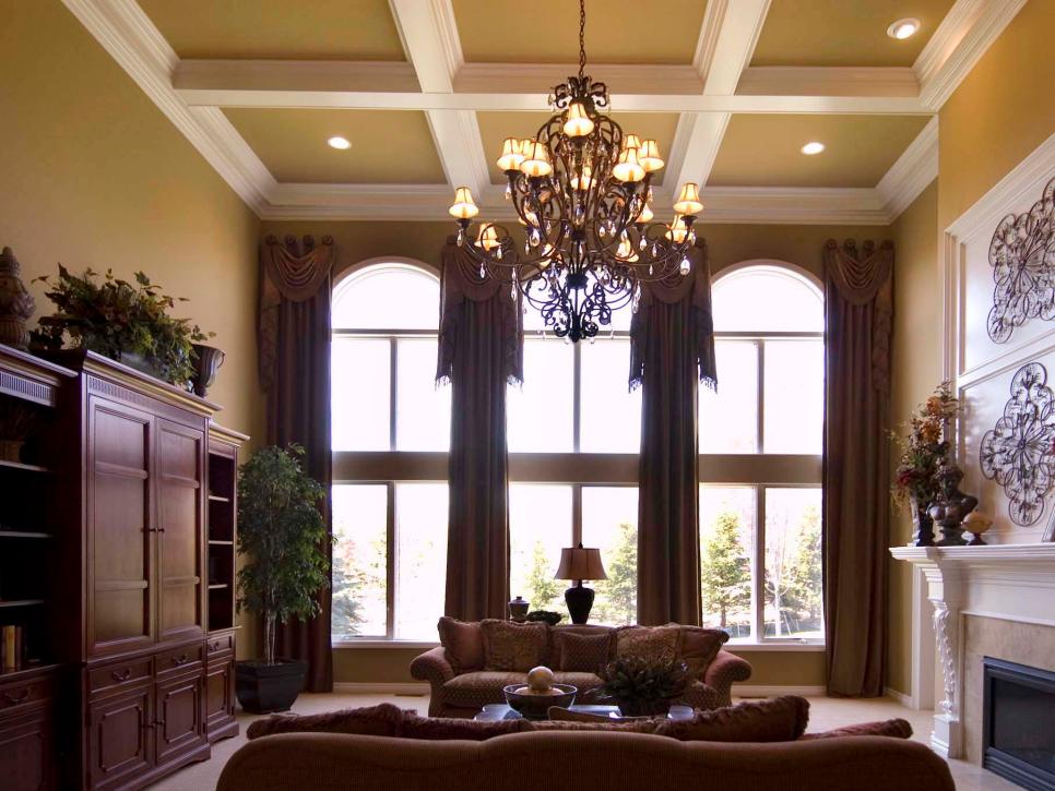 Neutral Traditional Living Room With Large Arching Windows
