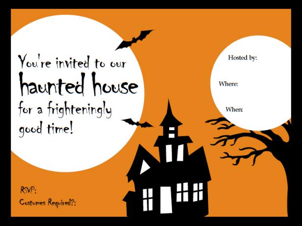 A homemade invitation to a Halloween party includes important information, including the where, the when, and a place to let the invitee know who's hosting the shindig.