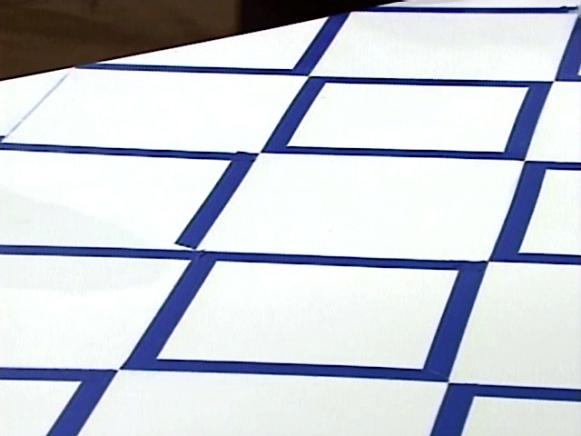Diamond Patterned Floor Outlined With Painter's Tape