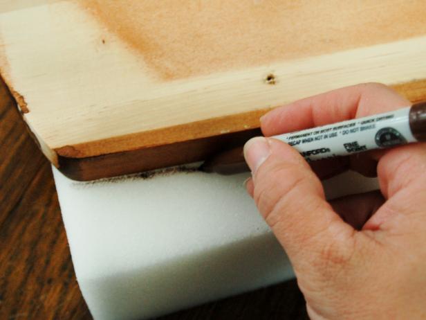 How to Create Grain Sack Barstool Cushions - Step 2: Cut Foam How to Create Grain Sack Barstool Cushions - Step 2: Cut Foam