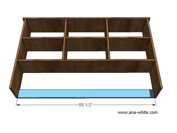 Illustrations showing how to attach a base to hutch.