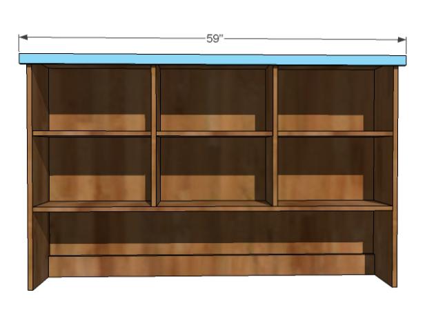 Attach Crown to Hutch Illustration of the nearly finished shelf.