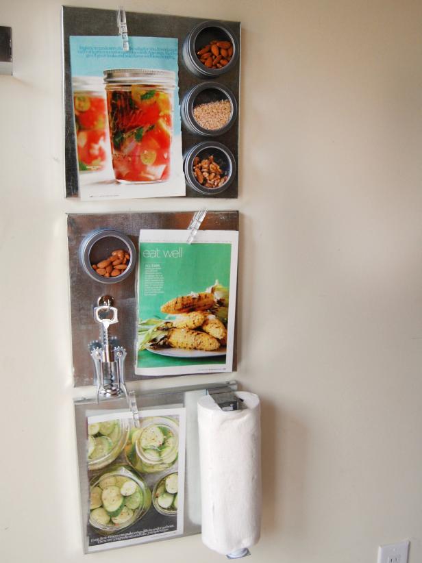 Metallic Magnetic Boards With Recipes and Small Canisters