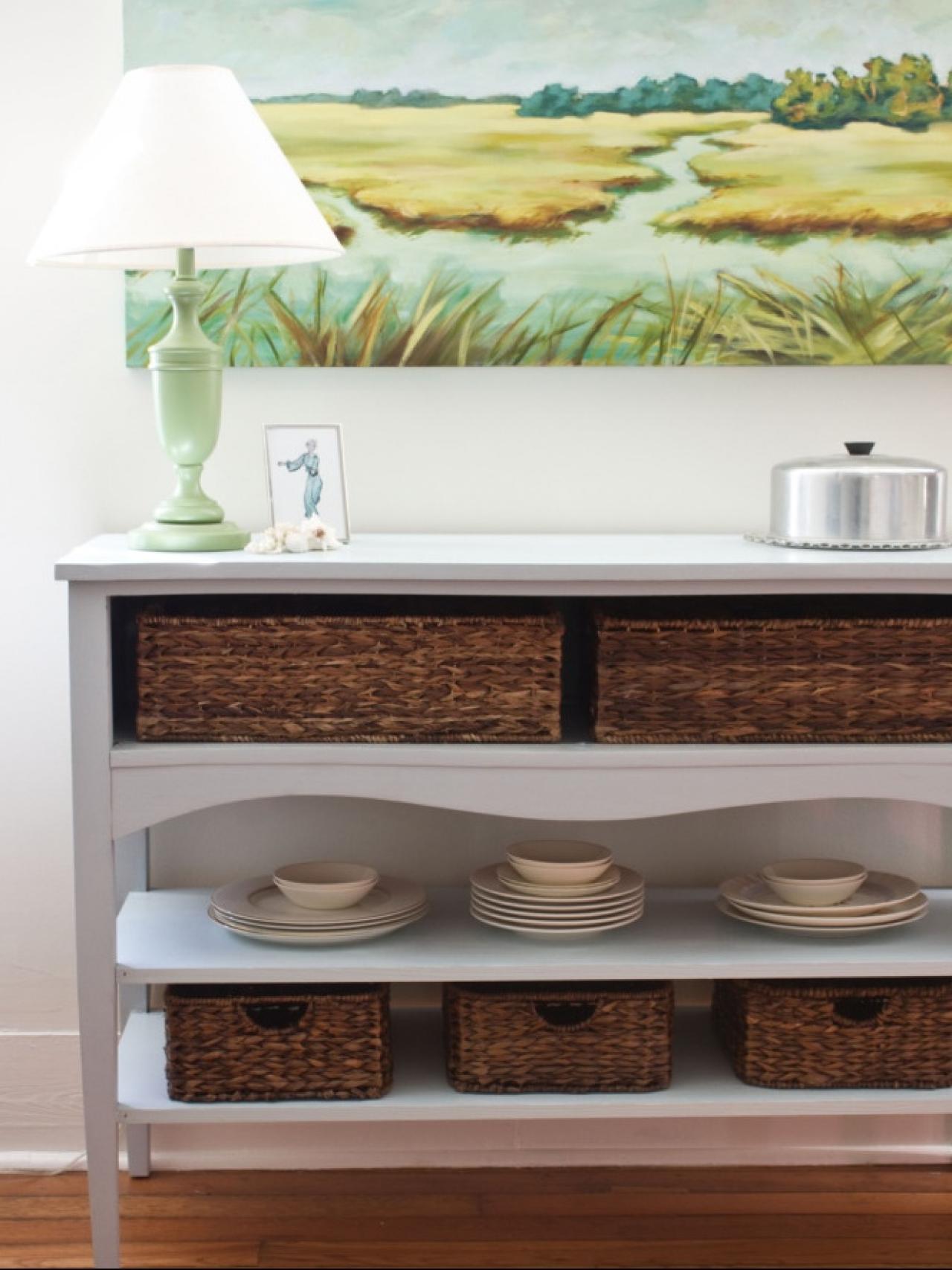 Create a Buffet With Basket Storage HGTV