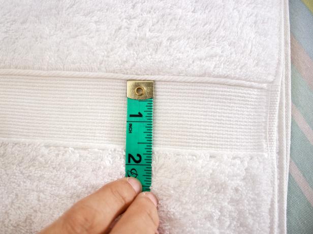Measure Bath Towel for Ribbon Placement Measure Bath Towel for Ribbon Placement