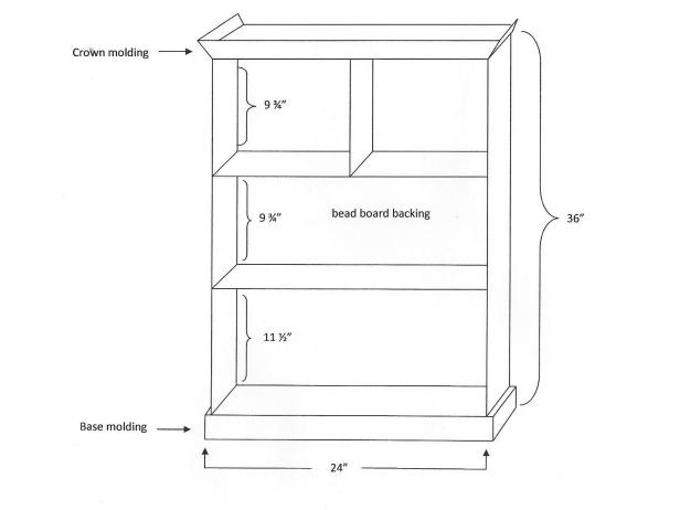 Use this handy diagram as a guide to make pencil marks on both pieces of wood where shelves will attach.